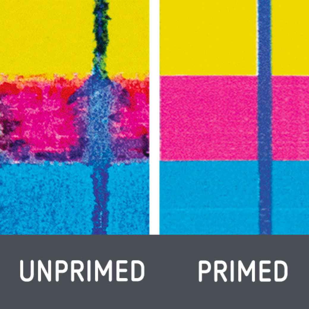 unprimed and primed printed substrate